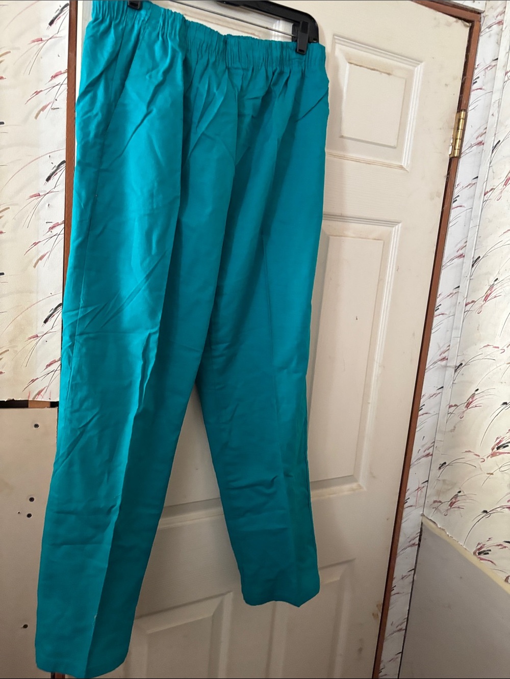 Women's Elastic-Waist Teal Scrub Pants
